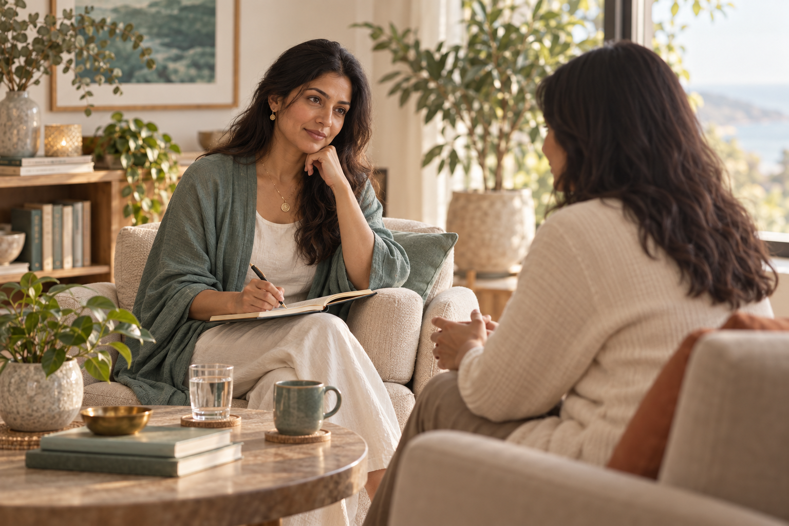 Calm one-to-one emotional fitness coaching conversation